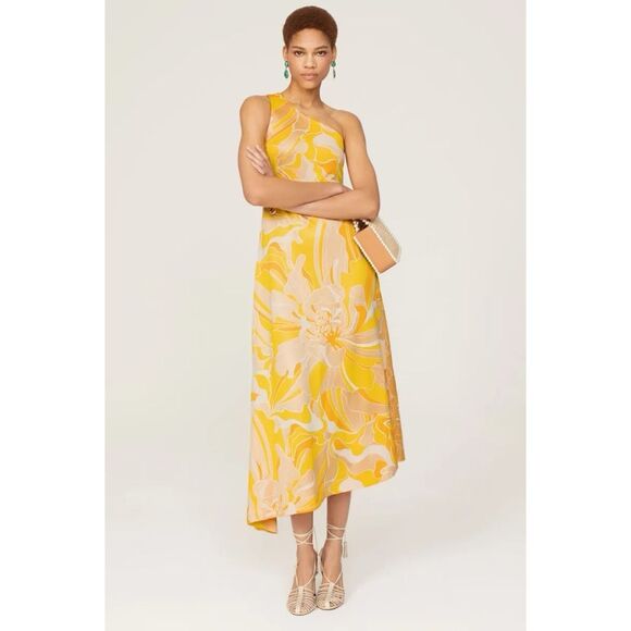 ALEXIS LEF ASYMMETRICAL ONE SHOULDER MIDI DRESS - Picture 3 of 12